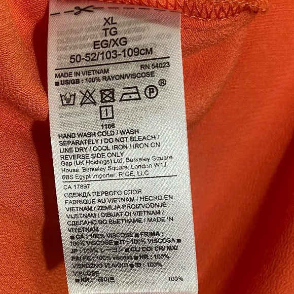 Banana Republic Women's Size XL Orange Blouse Top Flare Sleeve - Picture 6 of 7